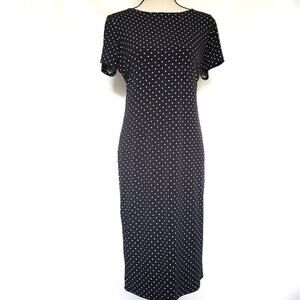 Vince Camuto Polka Dot  Sheath Dress Sz Small Midi Rockabilly Retro Office Pinup